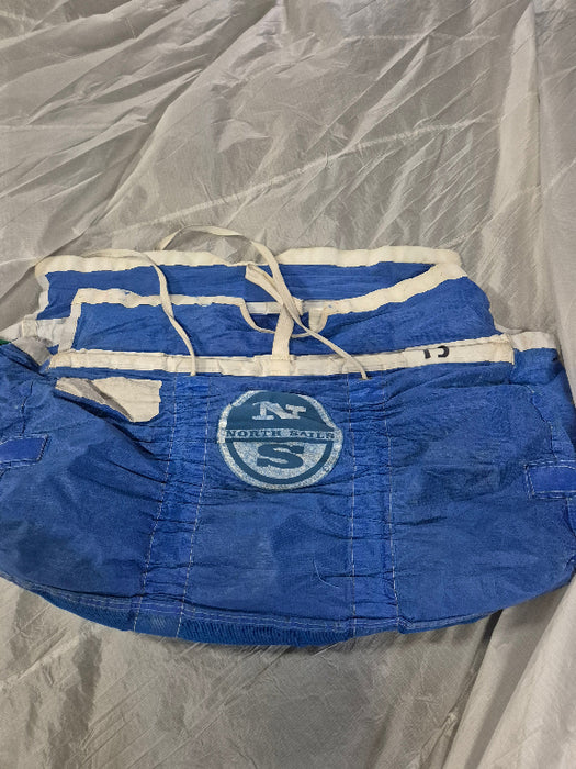 north sails symmetrical s 1.5 spinnaker with blue spinnkaer box bag