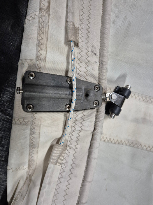 sail exchange used dacron main close up of sailman batten box luff attachment