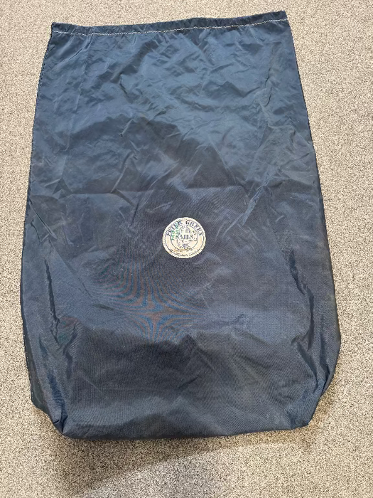 Blue sail bag with a logo